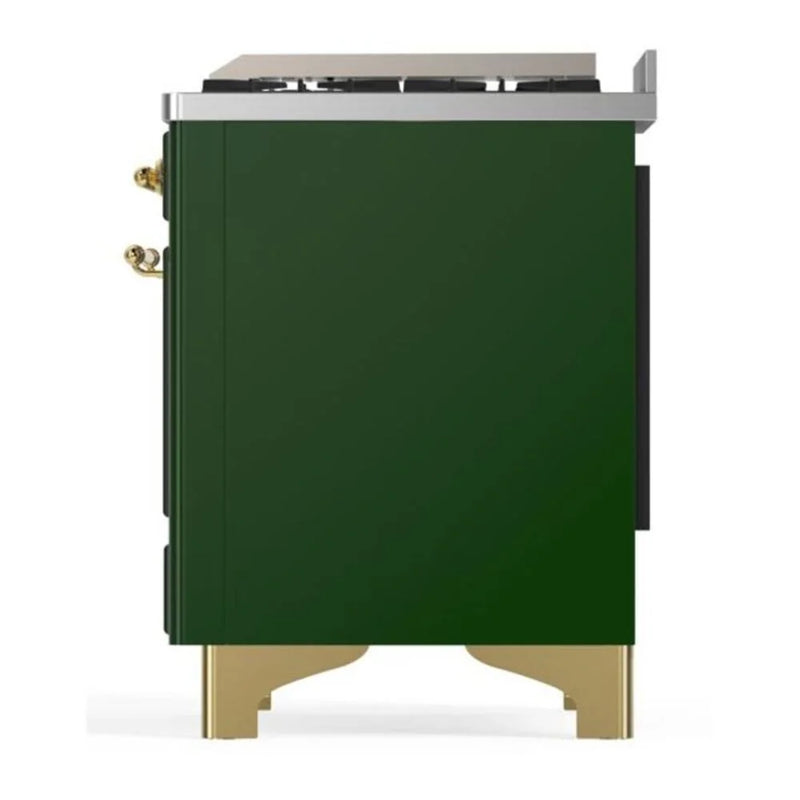 ILVE Majestic II 36" Dual Fuel Freestanding Range in Emerald Green with Brass Trim, UM09FDQNS3EGGLP