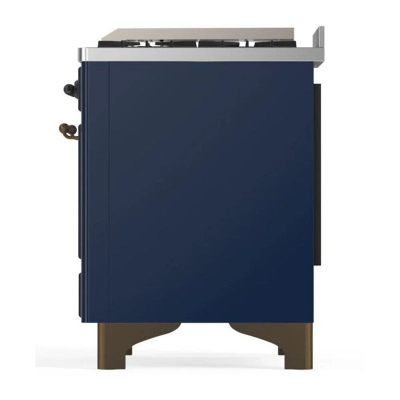 ILVE Majestic II 36" Dual Fuel Freestanding Range in Midnight Blue with Burnished Trim, UM09FDQNS3MBB