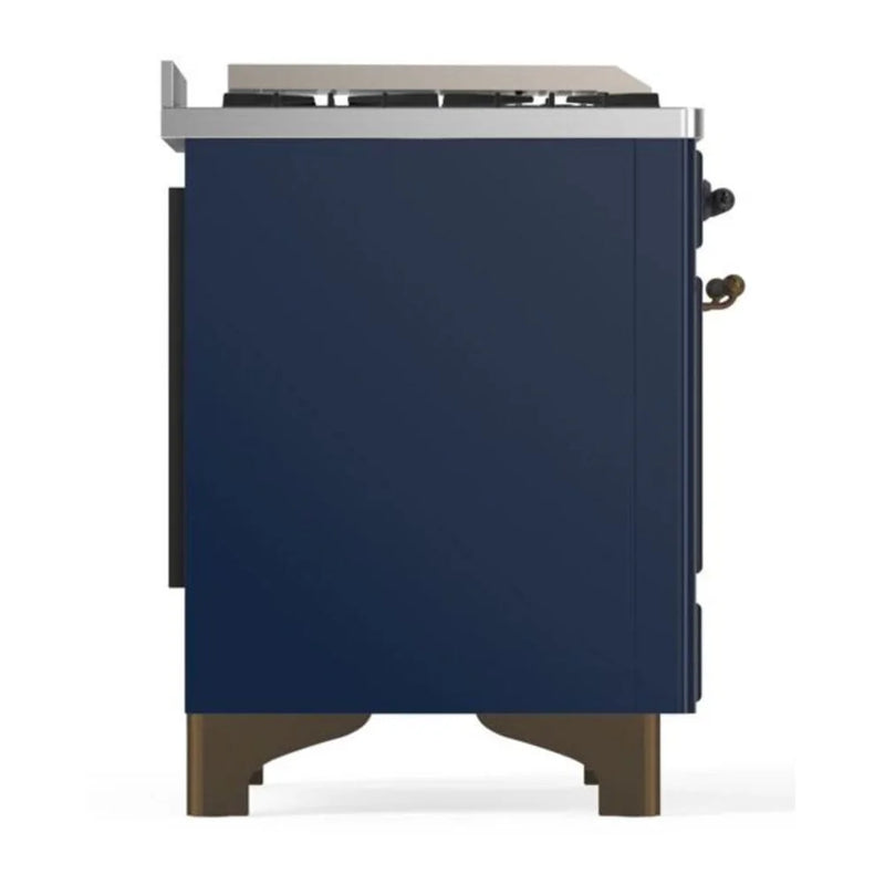 ILVE Majestic II 36" Dual Fuel Freestanding Range in Midnight Blue with Burnished Trim, UM09FDQNS3MBB