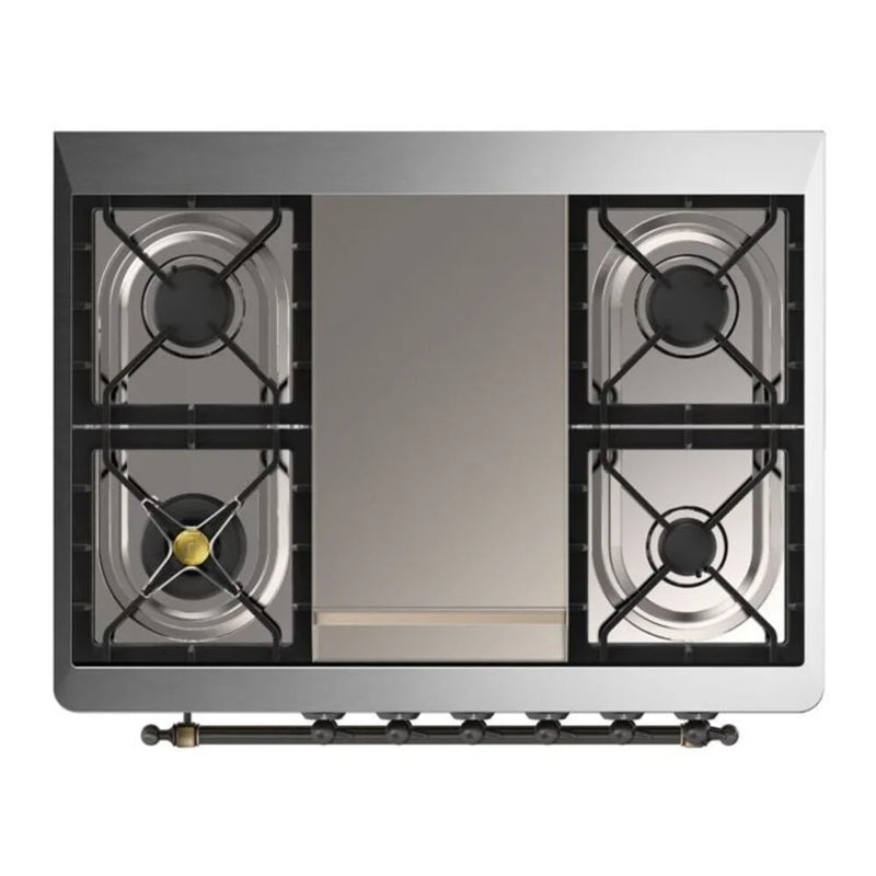 ILVE Majestic II 36" Dual Fuel Freestanding Range in Midnight Blue with Burnished Trim, UM09FDQNS3MBB