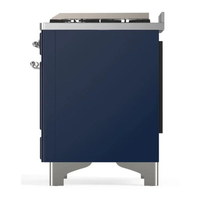 ILVE Majestic II 36" Dual Fuel Freestanding Range in Midnight Blue with Chrome Trim, UM09FDQNS3MBCLP