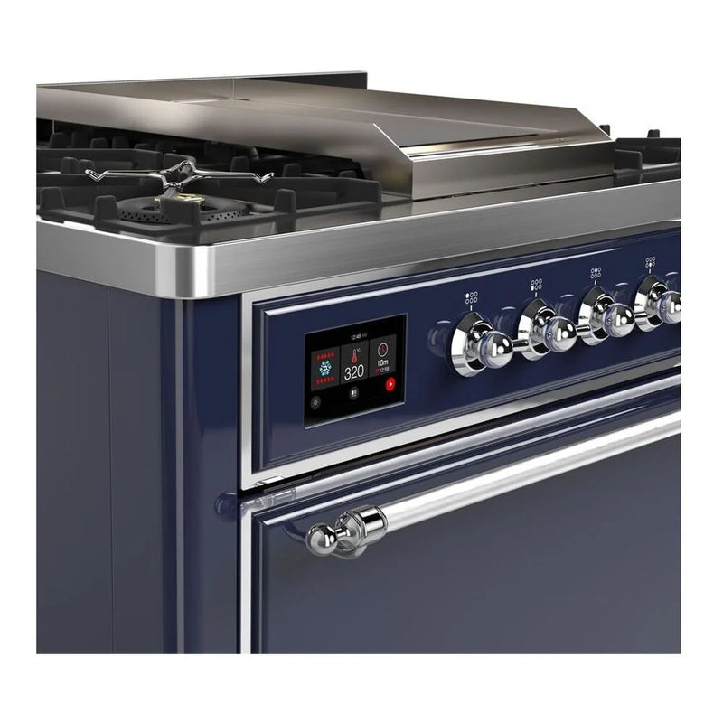 ILVE Majestic II 36" Dual Fuel Freestanding Range in Midnight Blue with Chrome Trim, UM09FDQNS3MBC