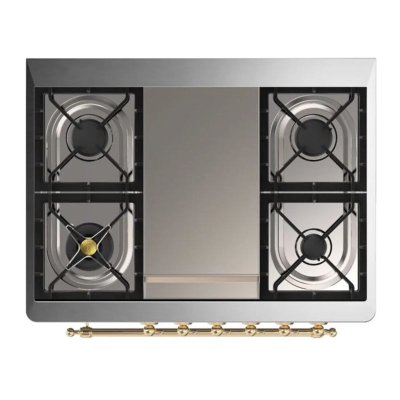 ILVE Majestic II 36" Dual Fuel Freestanding Range in Midnight Blue with Brass Trim, UM09FDQNS3MBG