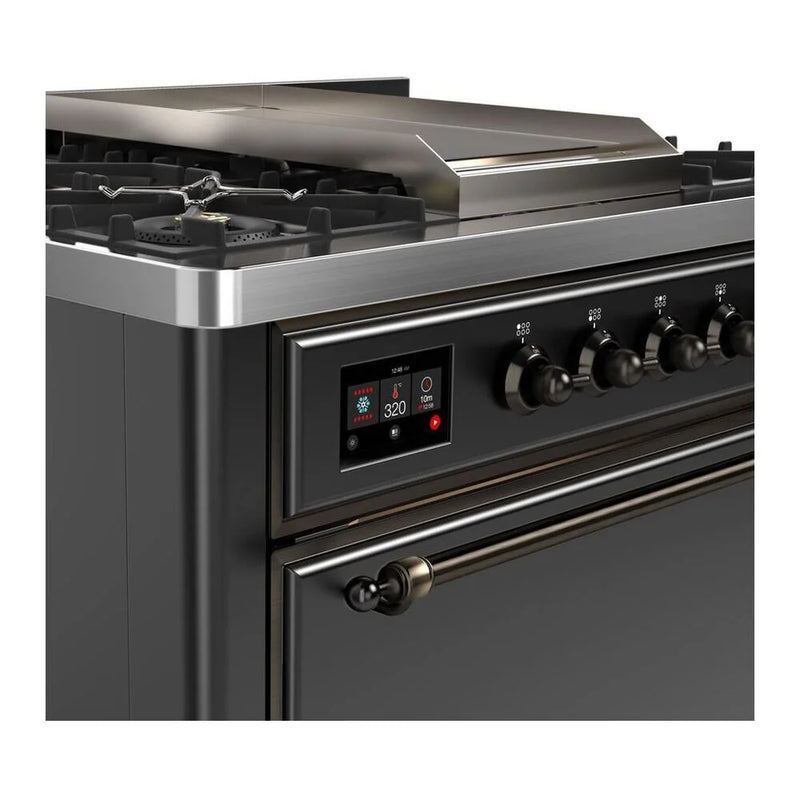 ILVE Majestic II 36" Dual Fuel Freestanding Range in Graphite Matte with Burnished Trim, UM09FDQNS3MGB