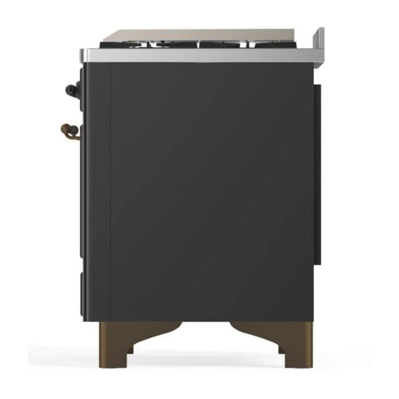 ILVE Majestic II 36" Dual Fuel Freestanding Range in Graphite Matte with Burnished Trim, UM09FDQNS3MGB