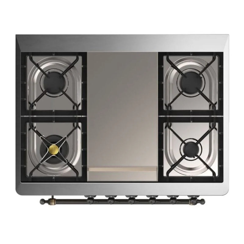 ILVE Majestic II 36" Dual Fuel Freestanding Range in Graphite Matte with Burnished Trim, UM09FDQNS3MGB
