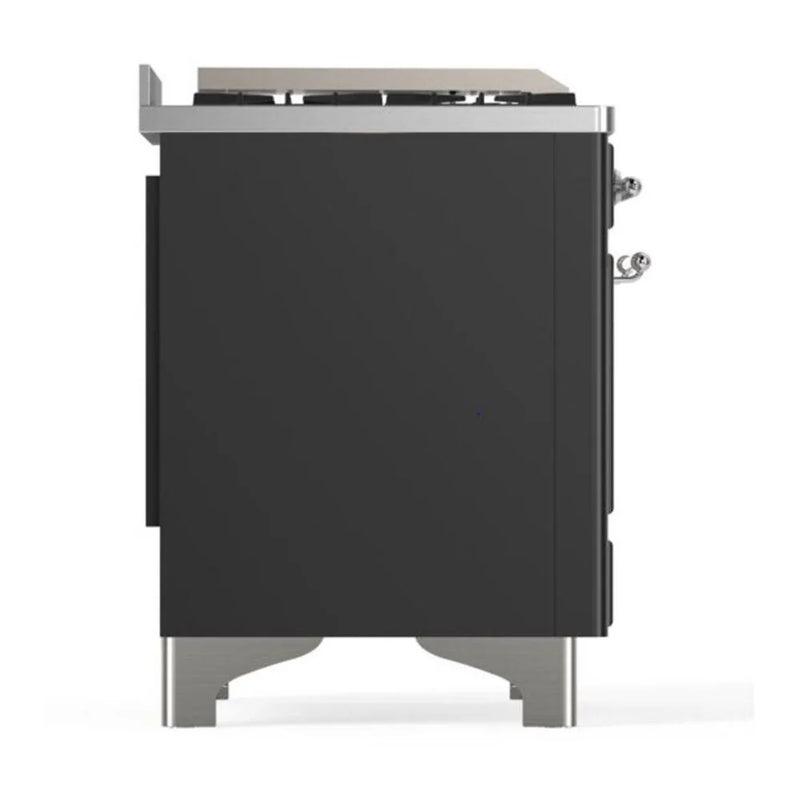 ILVE Majestic II 36" Dual Fuel Freestanding Range in Graphite Matte with Chrome Trim, UM09FDQNS3MGCLP
