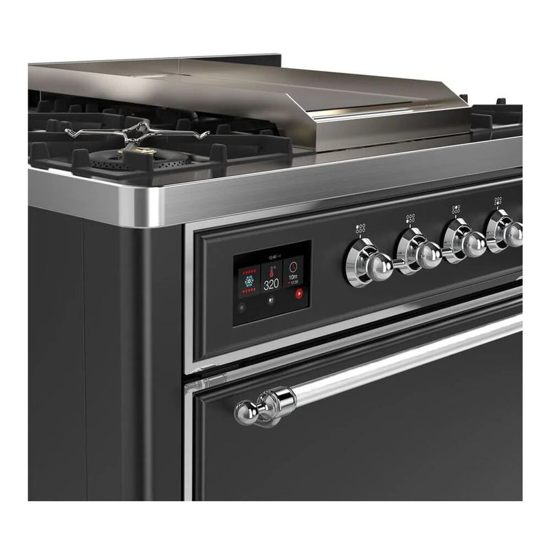 ILVE Majestic II 36" Dual Fuel Freestanding Range in Graphite Matte with Chrome Trim, UM09FDQNS3MGC