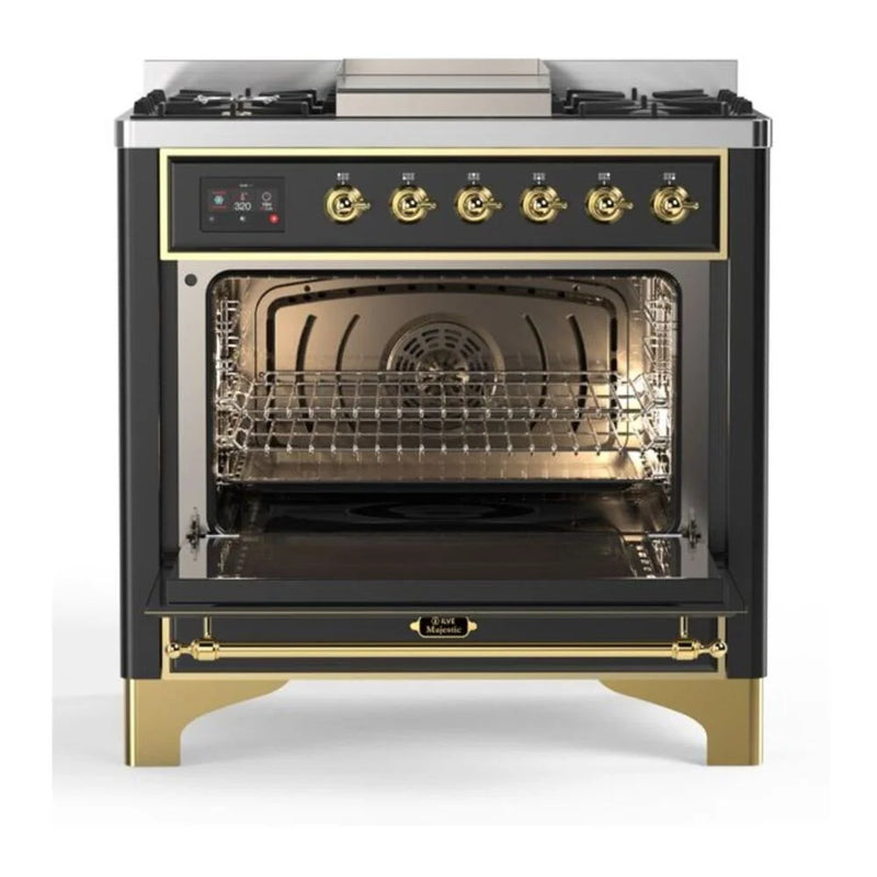 ILVE Majestic II 36" Dual Fuel Freestanding Range in Graphite Matte with Copper Trim, UM09FDQNS3MGPLP