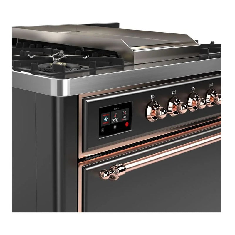 ILVE Majestic II 36" Dual Fuel Freestanding Range in Graphite Matte with Copper Trim, UM09FDQNS3MGP