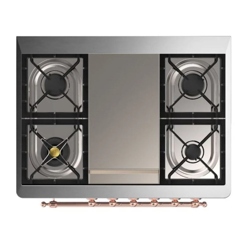 ILVE Majestic II 36" Dual Fuel Freestanding Range in Graphite Matte with Copper Trim, UM09FDQNS3MGP