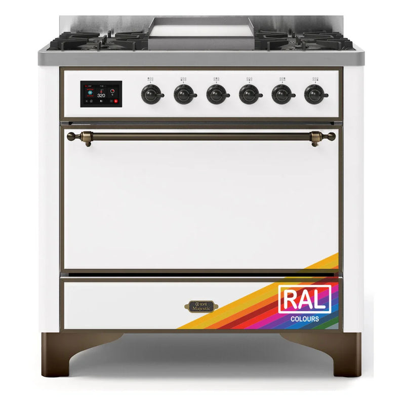 ILVE Majestic II 36" Dual Fuel Freestanding Range in RAL Color with Burnished Trim, UM09FDQNS3RAB