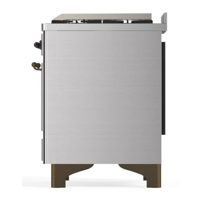 ILVE Majestic II 36" Dual Fuel Freestanding Range in Stainless Steel with Burnished Trim, UM09FDQNS3SSB