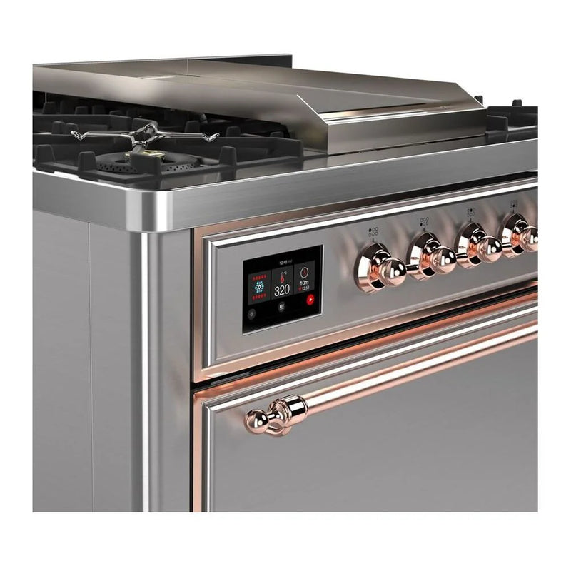 ILVE Majestic II 36" Dual Fuel Freestanding Range in Stainless Steel with Copper Trim, UM09FDQNS3SSPLP
