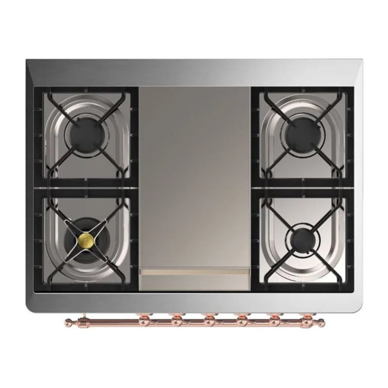 ILVE Majestic II 36" Dual Fuel Freestanding Range in Stainless Steel with Copper Trim, UM09FDQNS3SSP