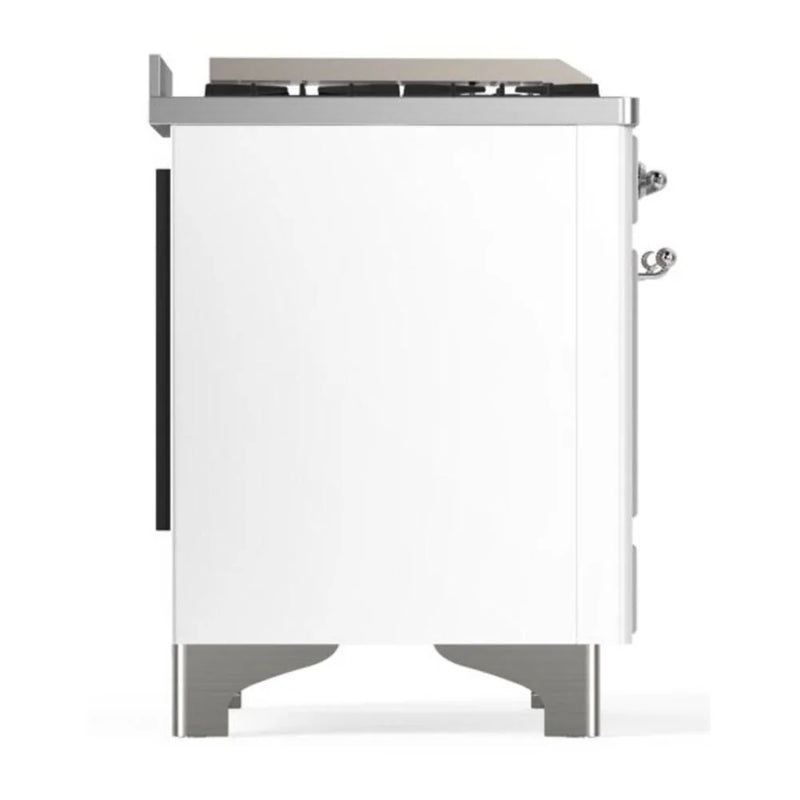 ILVE Majestic II 36" Dual Fuel Freestanding Range in White with Chrome Trim, UM09FDQNS3WHC