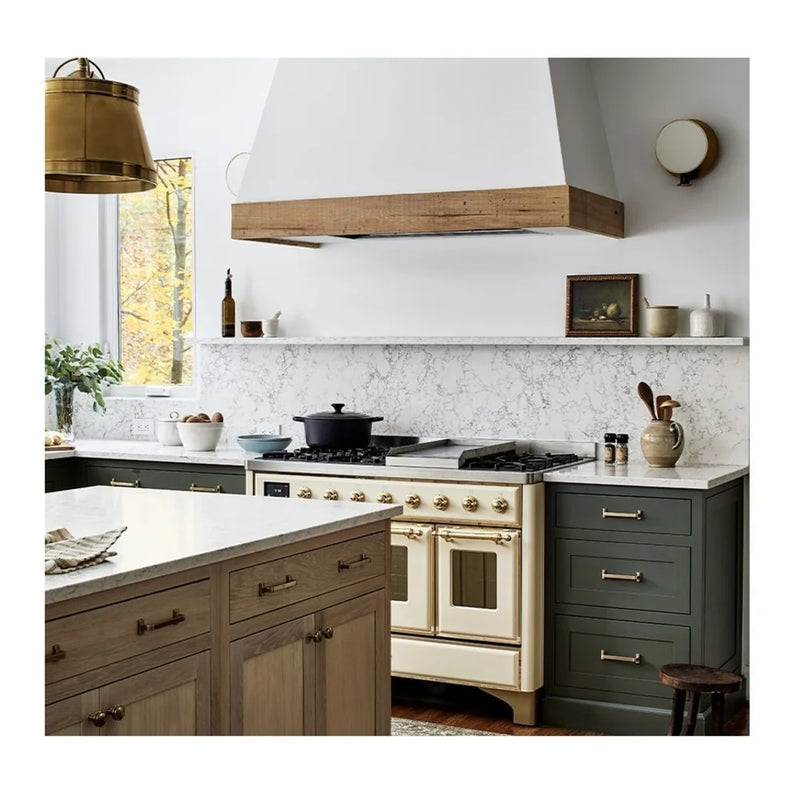 ILVE Majestic II 48" Dual Fuel Freestanding Range in Antique White with Brass Trim, UM12FDNS3AWGLP