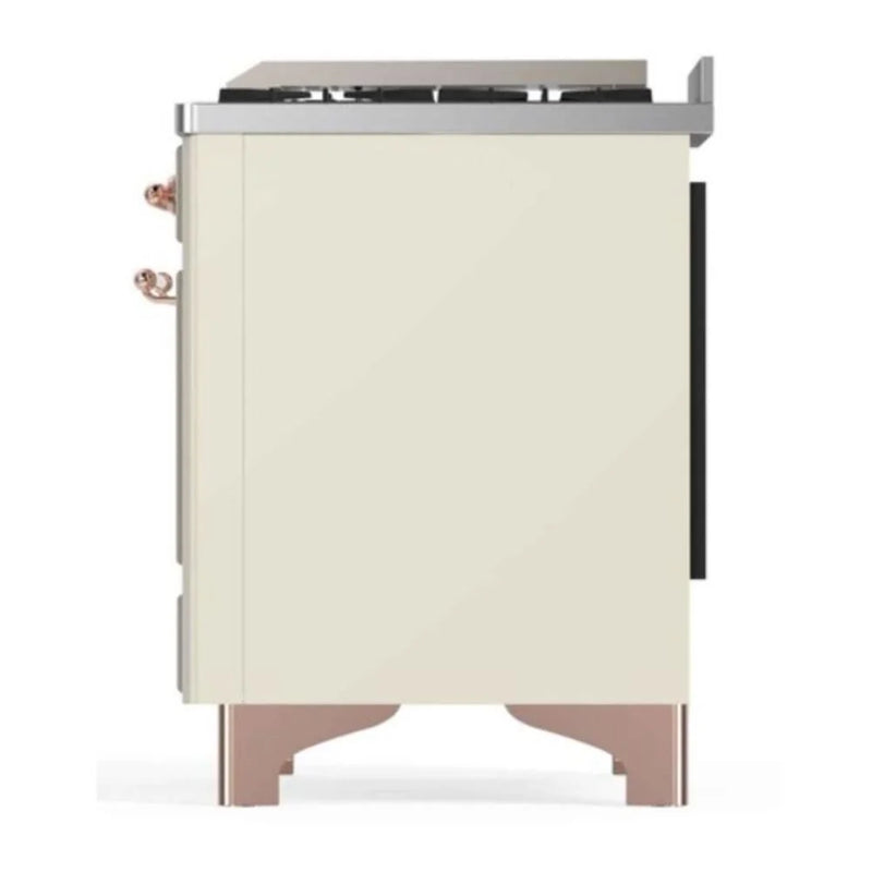 ILVE Majestic II 48" Dual Fuel Freestanding Range in Antique White with Copper Trim, UM12FDNS3AWPLP