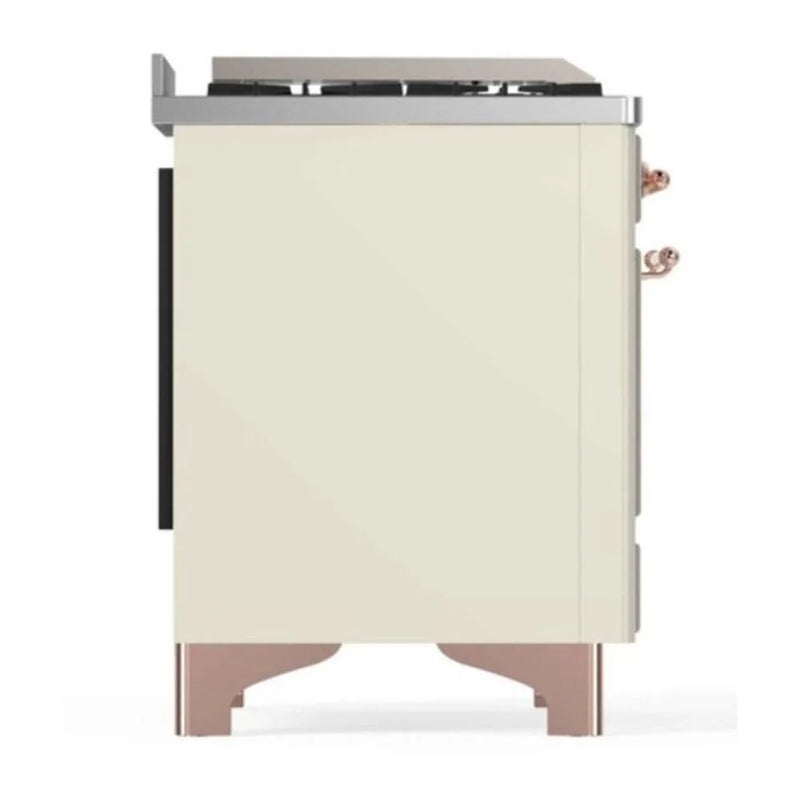 ILVE Majestic II 48" Dual Fuel Freestanding Range in Antique White with Copper Trim, UM12FDNS3AWP