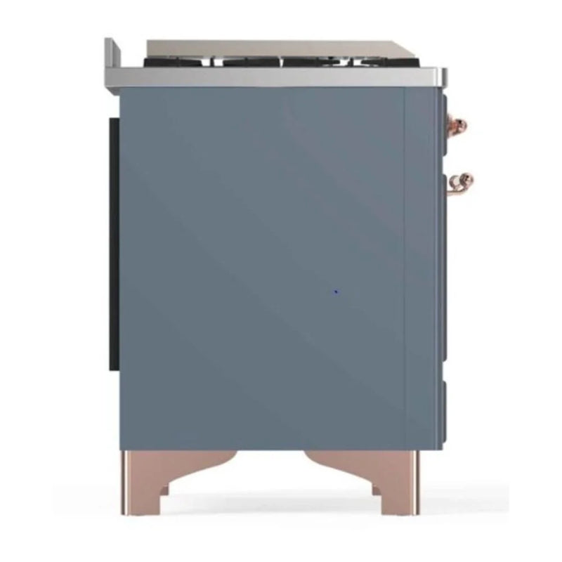 ILVE Majestic II 48" Dual Fuel Freestanding Range in Blue Grey with Copper Trim, UM12FDNS3BGPLP