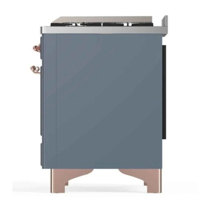 ILVE Majestic II 48" Dual Fuel Freestanding Range in Blue Grey with Copper Trim, UM12FDNS3BGPLP