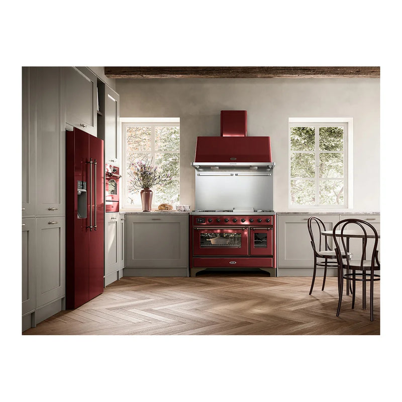 ILVE Majestic II 48" Dual Fuel Freestanding Range in Burgundy with Burnished Trim, UM12FDNS3BUB