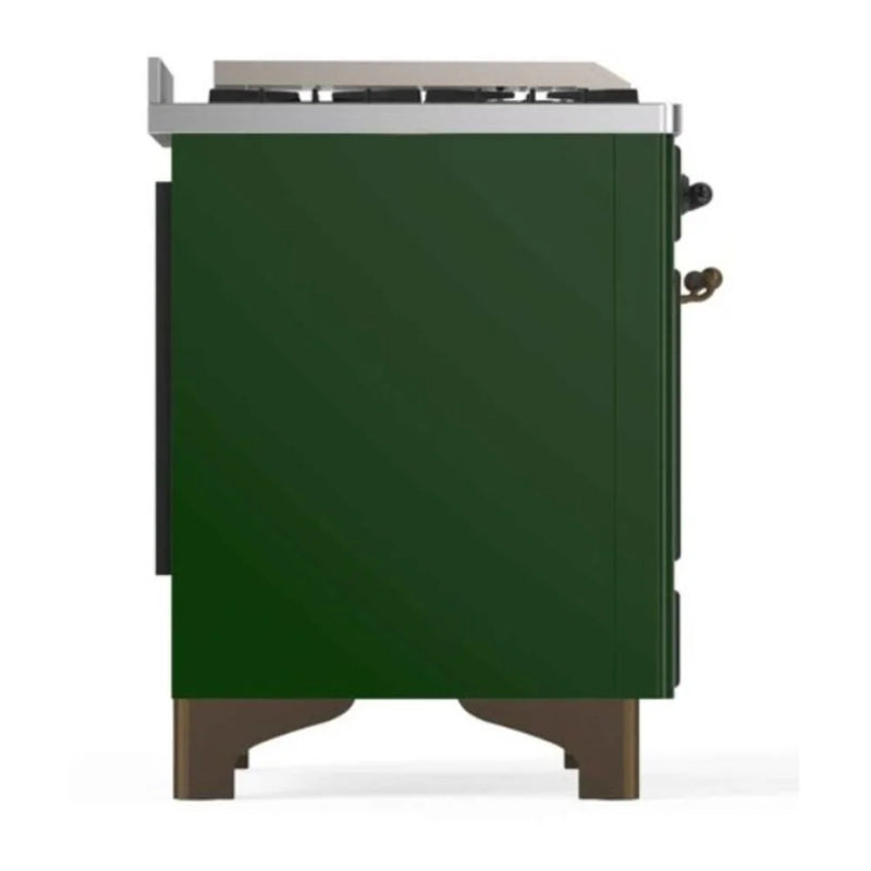ILVE Majestic II 48" Dual Fuel Freestanding Range in Emerald Green with Burnished Trim, UM12FDNS3EGB