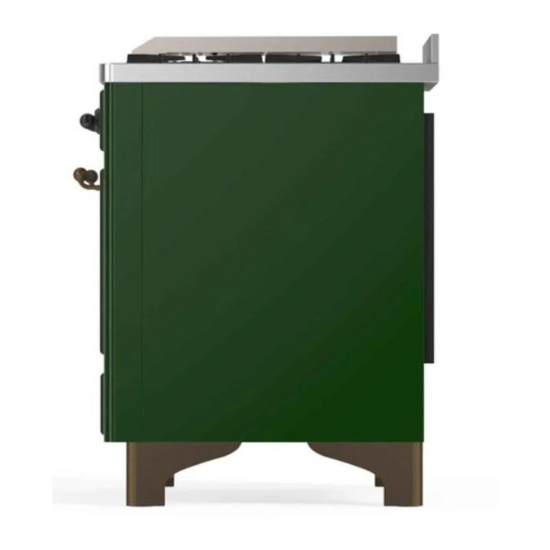 ILVE Majestic II 48" Dual Fuel Freestanding Range in Emerald Green with Burnished Trim, UM12FDNS3EGB
