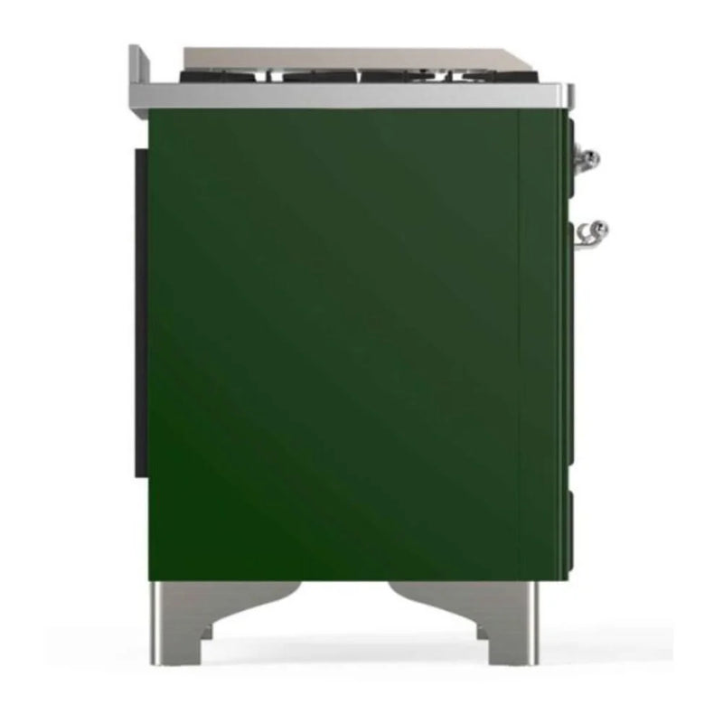 ILVE Majestic II 48" Dual Fuel Freestanding Range in Emerald Green with Chrome Trim, UM12FDNS3EGC
