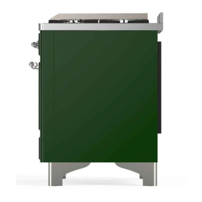 ILVE Majestic II 48" Dual Fuel Freestanding Range in Emerald Green with Chrome Trim, UM12FDNS3EGC