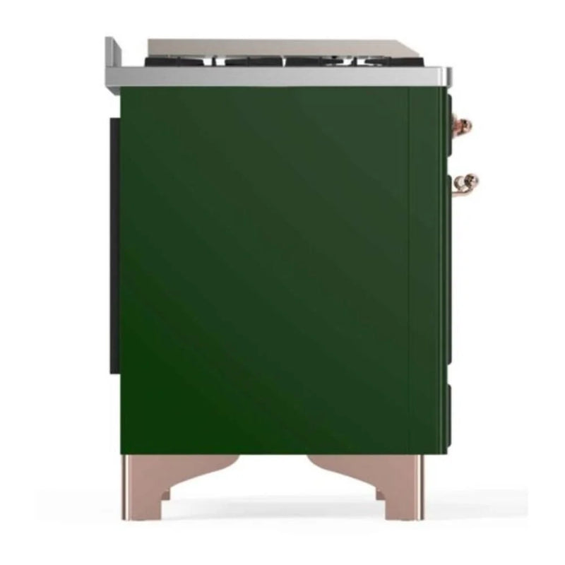 ILVE Majestic II 48" Dual Fuel Freestanding Range in Emerald Green with Copper Trim, UM12FDNS3EGP
