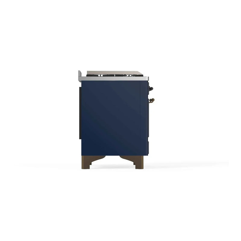ILVE Majestic II 48" Dual Fuel Freestanding Range in Midnight Blue with Burnished Trim, UM12FDNS3MBBLP