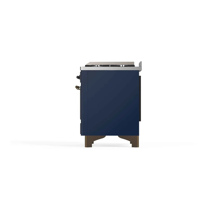 ILVE Majestic II 48" Dual Fuel Freestanding Range in Midnight Blue with Burnished Trim, UM12FDNS3MBBLP