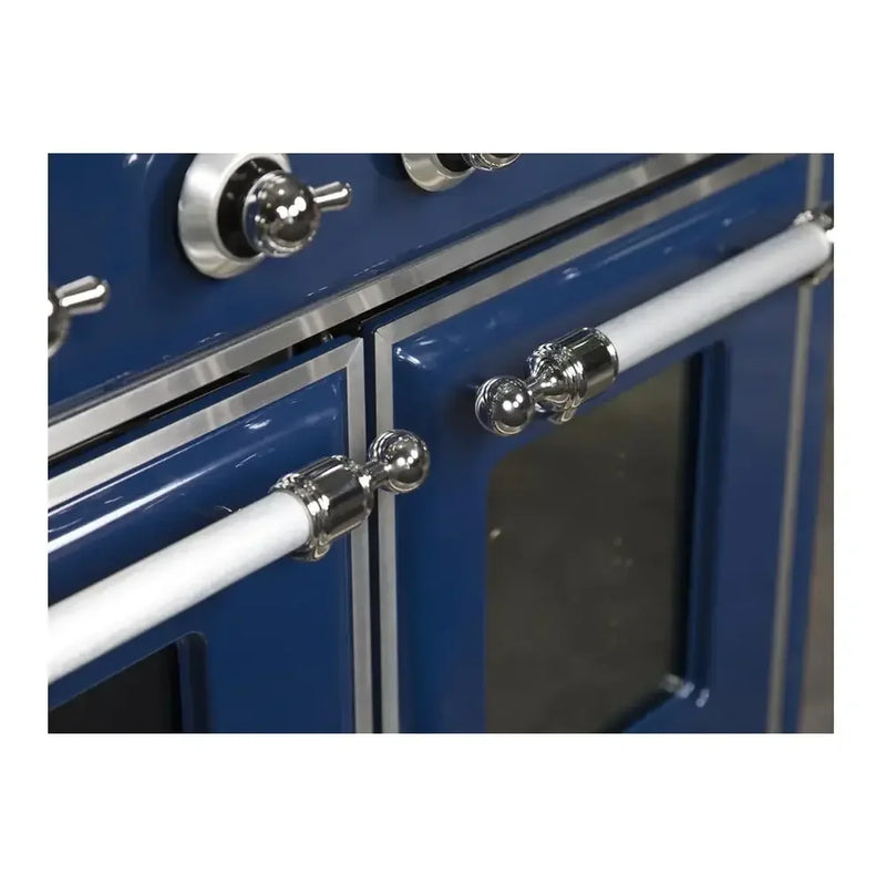 ILVE Majestic II 48" Dual Fuel Freestanding Range in Midnight Blue with Chrome Trim, UM12FDNS3MBCLP