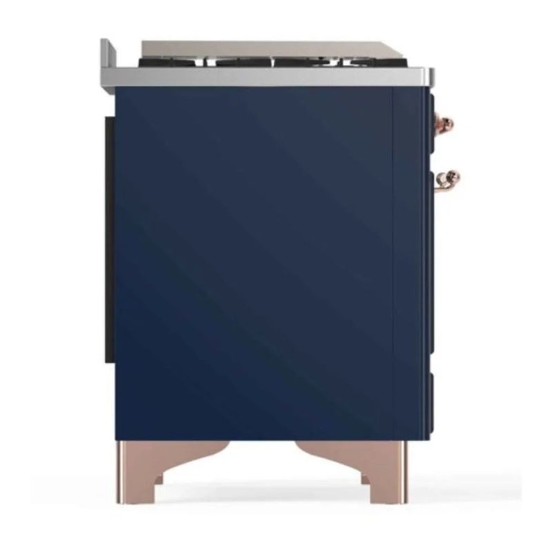 ILVE Majestic II 48" Dual Fuel Freestanding Range in Midnight Blue with Copper Trim, UM12FDNS3MBPLP