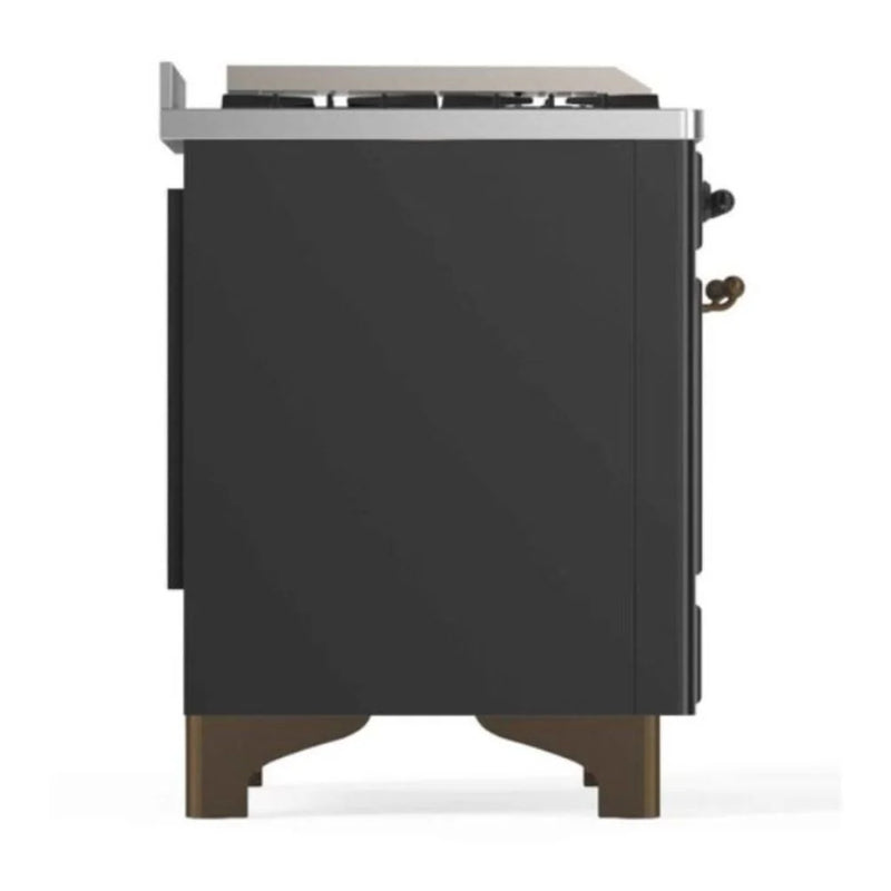 ILVE Majestic II 48" Dual Fuel Freestanding Range in Graphite Matte with Burnished Trim, UM12FDNS3MGB