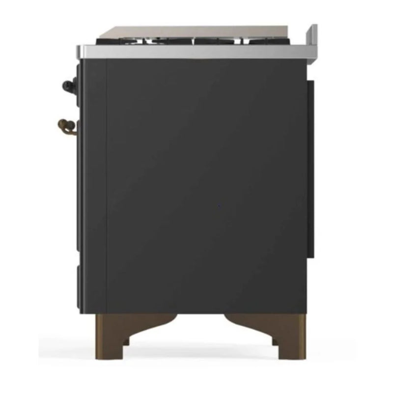 ILVE Majestic II 48" Dual Fuel Freestanding Range in Graphite Matte with Burnished Trim, UM12FDNS3MGB