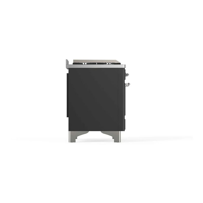 ILVE Majestic II 48" Dual Fuel Freestanding Range in Graphite Matte with Chrome Trim, UM12FDNS3MGC