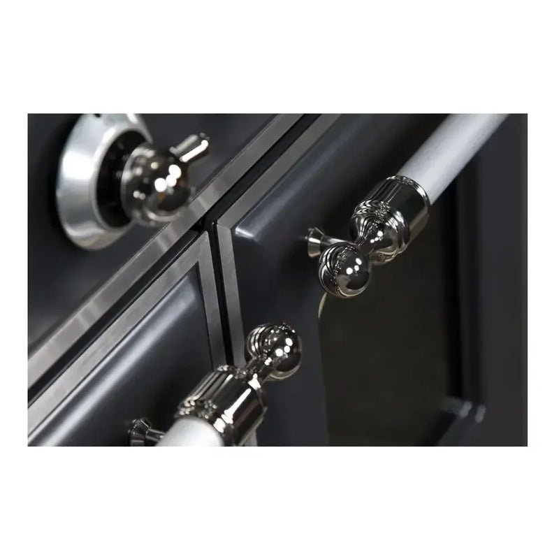 ILVE Majestic II 48" Dual Fuel Freestanding Range in Graphite Matte with Chrome Trim, UM12FDNS3MGC