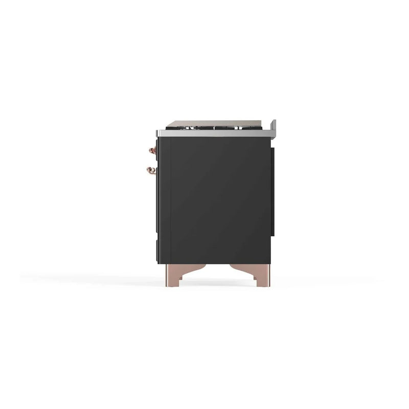 ILVE Majestic II 48" Dual Fuel Freestanding Range in Graphite Matte with Copper Trim, UM12FDNS3MGPLP