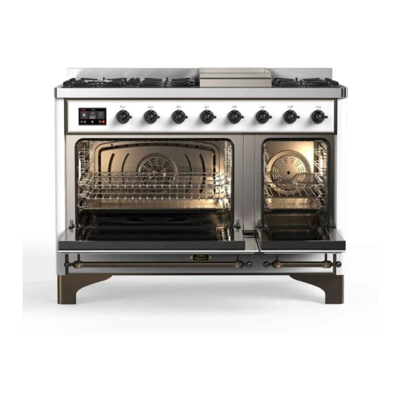 ILVE Majestic II 48" Dual Fuel Freestanding Range in RAL Color with Burnished Trim, UM12FDNS3RAB