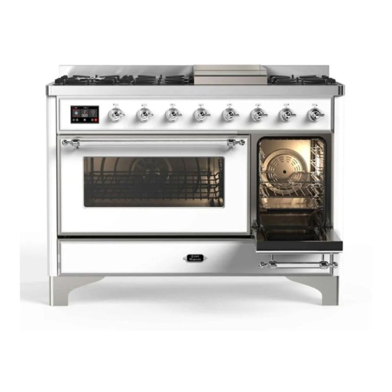 ILVE Majestic II 48" Dual Fuel Freestanding Range in RAL Color with Chrome Trim, UM12FDNS3RACLP