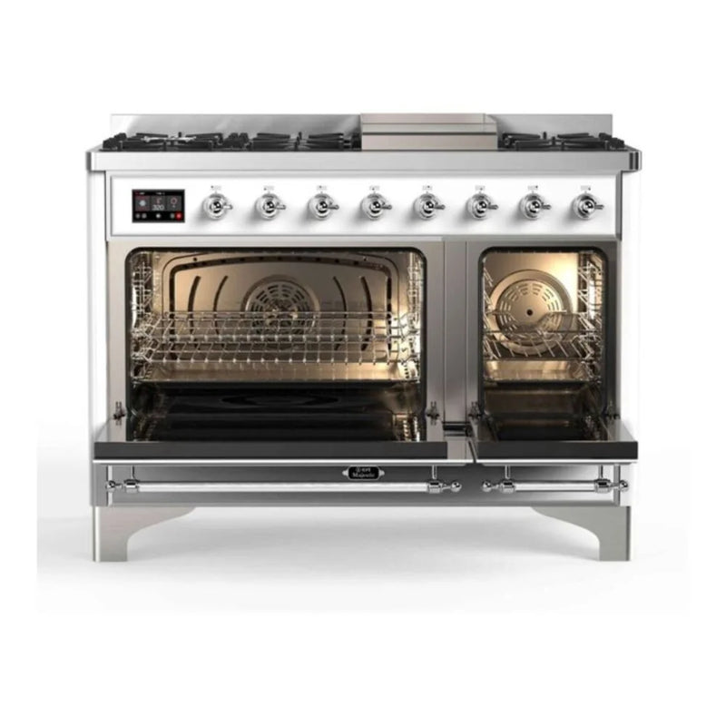 ILVE Majestic II 48" Dual Fuel Freestanding Range in RAL Color with Chrome Trim, UM12FDNS3RAC