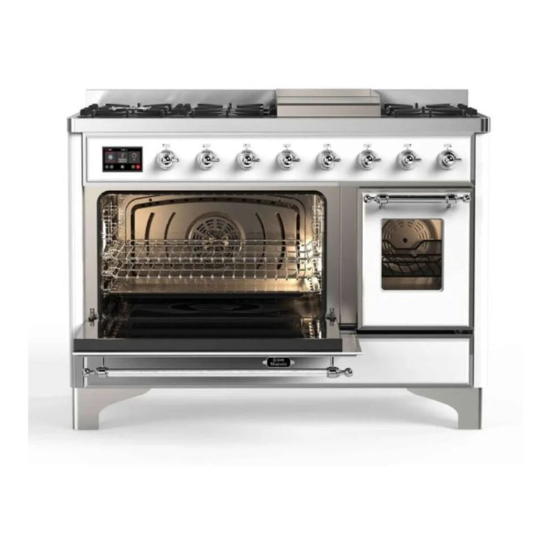 ILVE Majestic II 48" Dual Fuel Freestanding Range in RAL Color with Chrome Trim, UM12FDNS3RAC