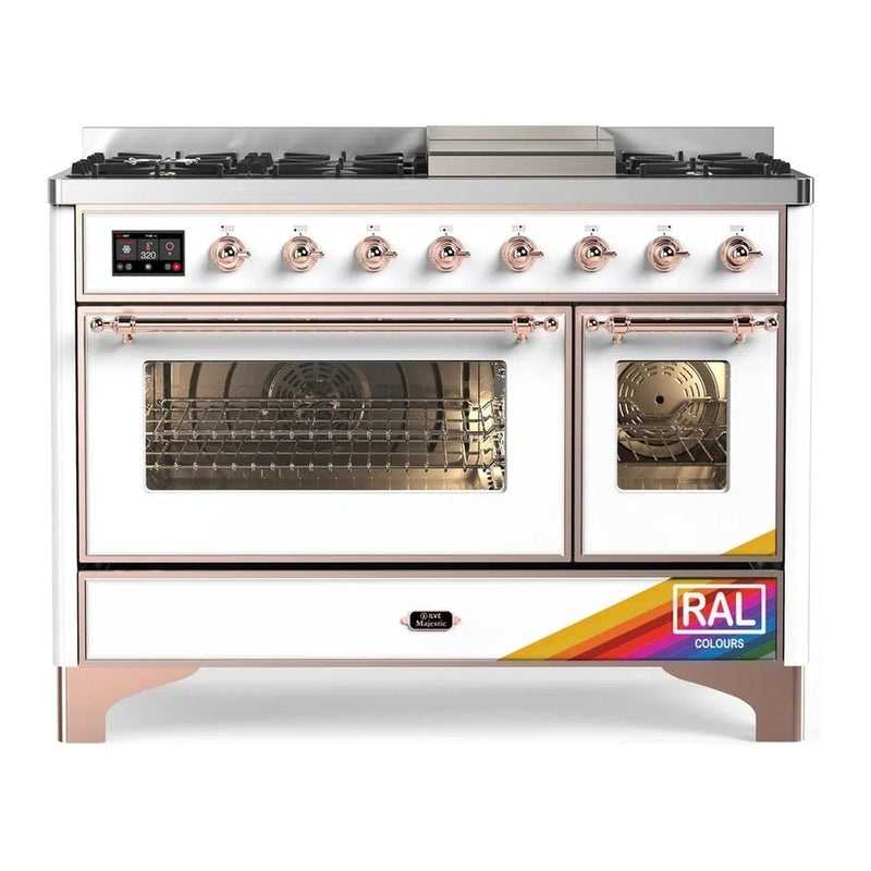 ILVE Majestic II 48" Dual Fuel Freestanding Range in RAL Color with Copper Trim, UM12FDNS3RAPLP