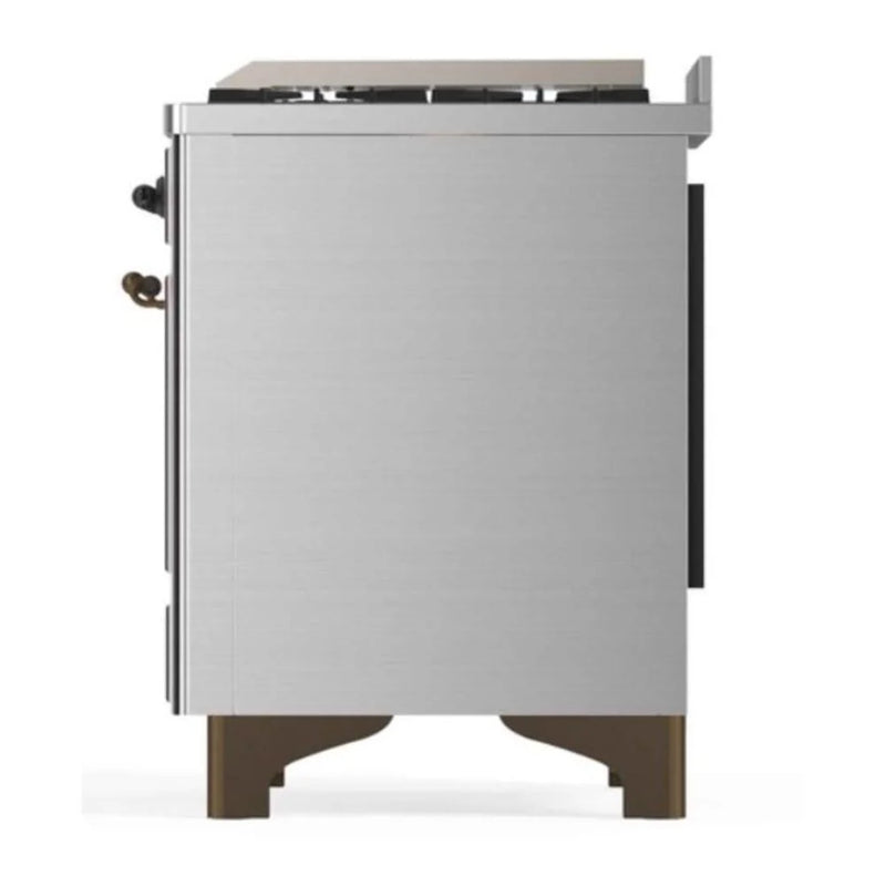 ILVE Majestic II 48" Dual Fuel Freestanding Range in Stainless Steel with Burnished Trim, UM12FDNS3SSB