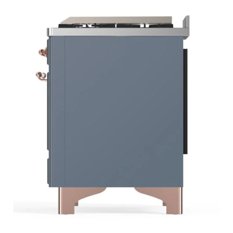 ILVE Majestic II 48" Dual Fuel Freestanding Range in Blue Grey with Copper Trim, UM12FDQNS3BGP