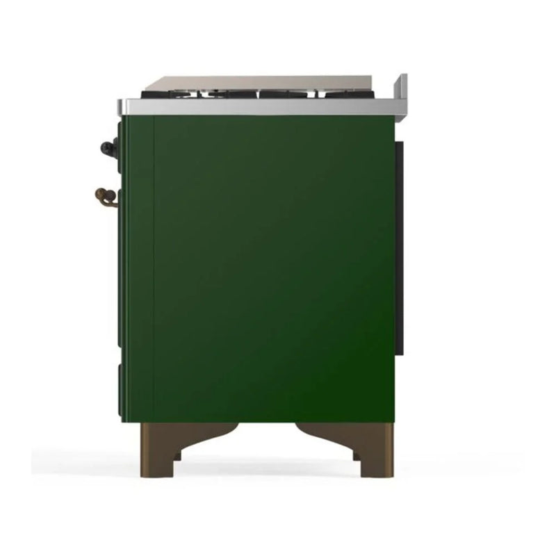 ILVE Majestic II 48" Dual Fuel Freestanding Range in Emerald Green with Burnished Trim, UM12FDQNS3EGBLP
