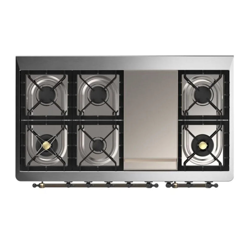 ILVE Majestic II 48" Dual Fuel Freestanding Range in Emerald Green with Burnished Trim, UM12FDQNS3EGB