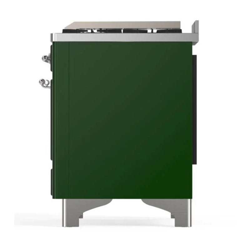 ILVE Majestic II 48" Dual Fuel Freestanding Range in Emerald Green with Chrome Trim, UM12FDQNS3EGCLP